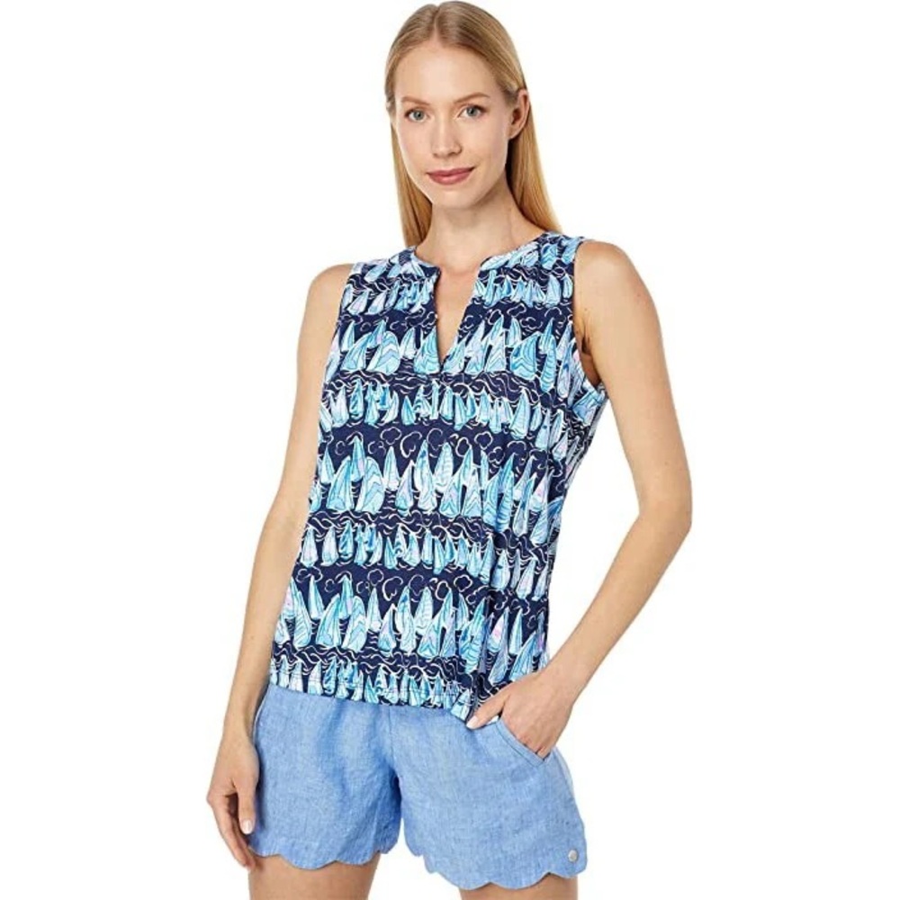 Lilly Pulitzer Low Tide Navy Blue Sails and Stripes Dev Tank Top